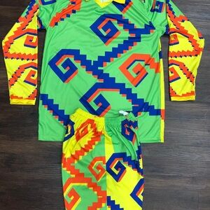 Colorful Geometric Pattern Sports Set Jorge Campos